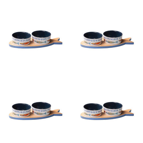4x 3pc Ladelle Capri Ceramic Fish Bowl & Tray Serving Set Kitchen Serveware