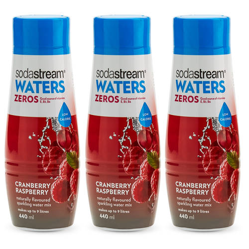 3x SodaStream Zeros Mix Cranberry Raspberry 440ml - Low Sugar