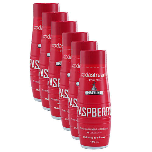 6x Sodastream Classic Raspberry 440ml Sparkling Water Syrup/Sweetened Mix