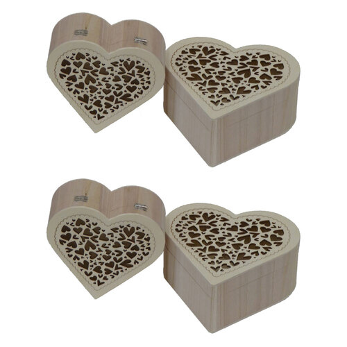 2x 2pc Boyle Craftwood Heart Storage Organiser Box Set