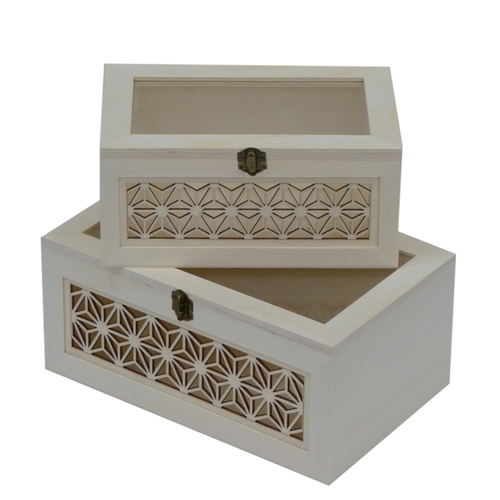 2pc Boyle Craft Laser Cut Rectangle Storage Box w/ Window Set