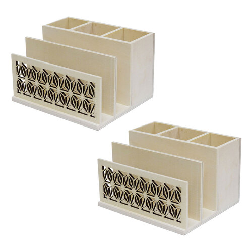 2x Boyle Craft Laser Cut Plywood Desk Organiser Storage
