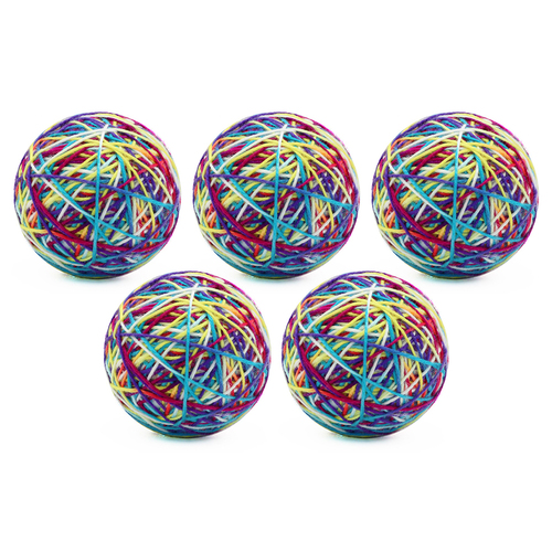 5PK Paws And Claws 9cm Cat Toy Wool Ball w/ Rattle
