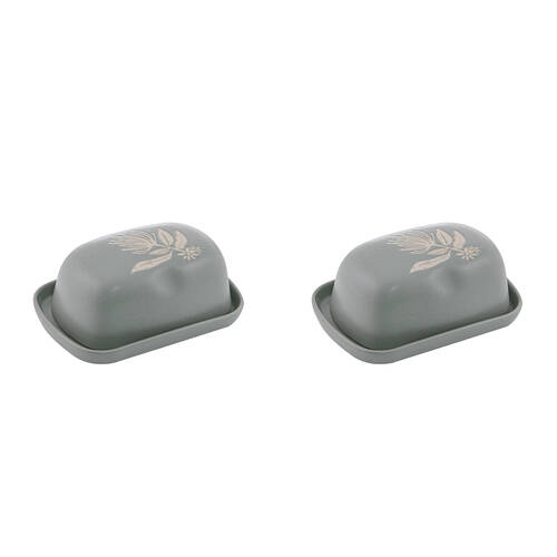 2PK Ladelle Esperance Ceramic Butter Dish/Container Food Storage Dish Green