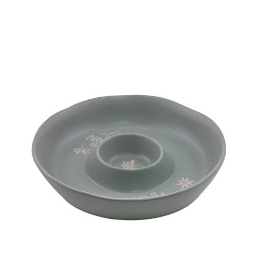 Ladelle Esperance Ceramic Chip & Dip Serving Bowl Kitchen Serveware Green