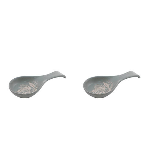2PK Ladelle Esperance Ceramic Spoon Rest Reusable Kitchen Utensil Green
