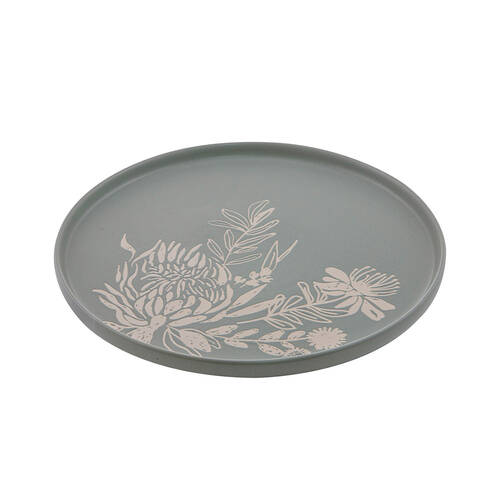 Ladelle Esperance Ceramic Serving Platter Round Reusable Food Tray Green