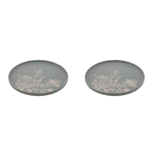 2PK Ladelle Esperance Ceramic Serving Platter Round Reusable Food Tray Green