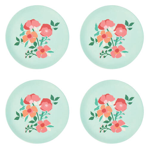 4PK Annabel Trends Bamboo Plate Sherbet Poppies Serving Dish 20cm Round