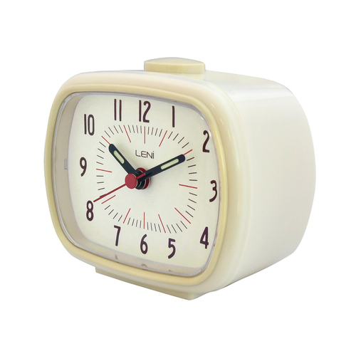 Leni Retro Analogue Standing Alarm Clock Ivory 6x11x9cm