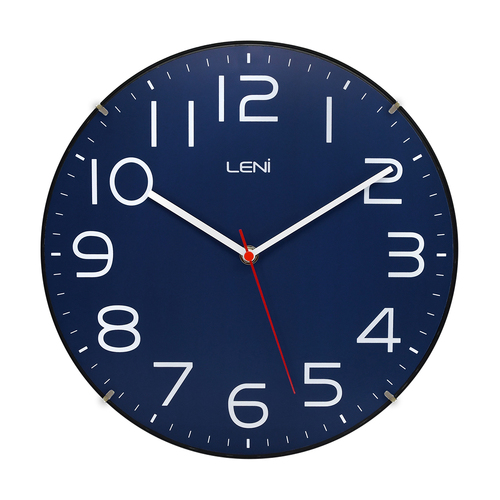 Leni Classic Analogue Round Hanging Wall Clock Navy 30cm