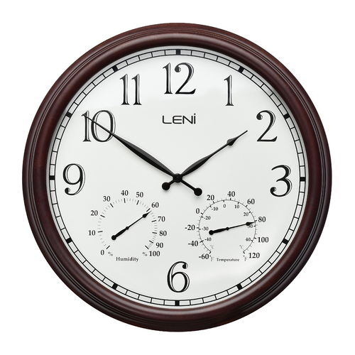 Leni Metal Outdoor Wall Clock Rust w/Thermometer/Hygrometer 60cm