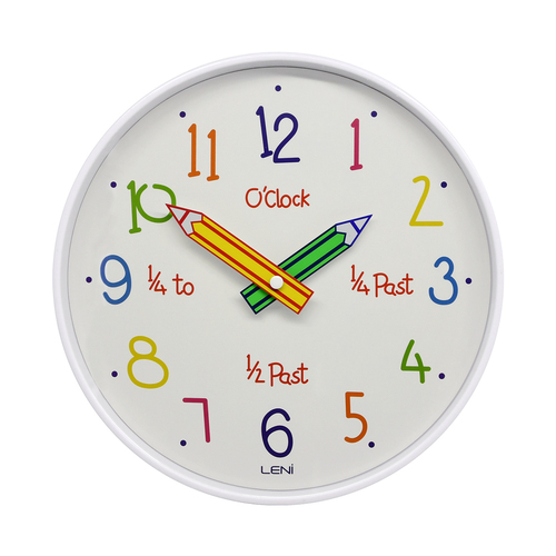 Leni Pencil Dial Kids Hanging Home Wall Clock 25cm