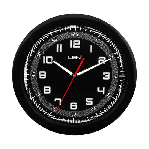 Leni Round Luminous Silent Non-Ticking Analogue Wall Clock 32.5cm Black