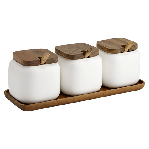 3PK Ladelle Essentials White Canister & Spoon Set