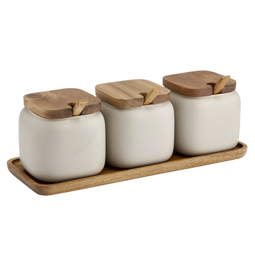 3PK Ladelle Essentials Stone Canister & Spoon Set
