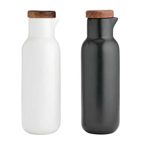 2pc Ladelle Essentials White/Charcoal Oil & Vinegar Bottle Set