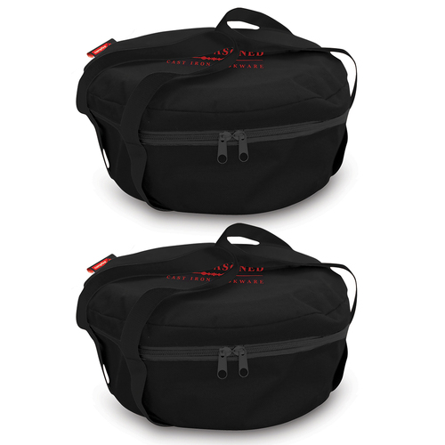 2PK Campfire 10-Quart 600D Storage Bag For Cast Iron Oven Cookware - Black