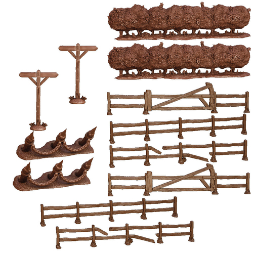 12pc Mantic Games Terraincrate Battlefield Fences & Hedges Miniature Toy