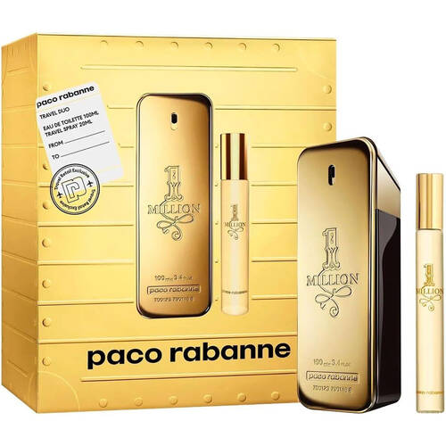 2pc Paco Rabanne One Million 100ml EDT & 20ml EDT Travel Spray Set
