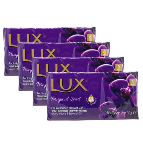 4x 6pc Lux 80g Bar Soap Magical Spell Exotic Blooms & Essential Oils Scented