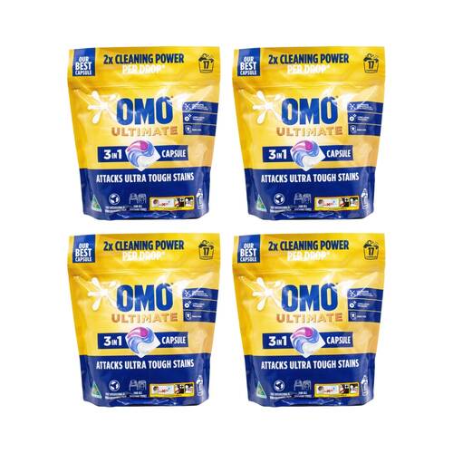 4x 17PK OMO Ultimate 3-in-1 Laundry Capsule/Pod Detergent 2x Cleaning Power