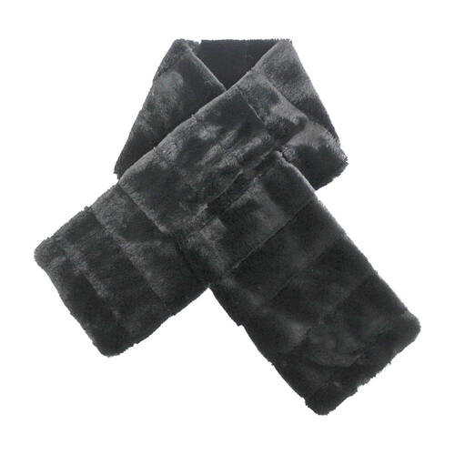Annabel Trends Ribbed Faux Fur Neck Wrap 95x13cm - Black