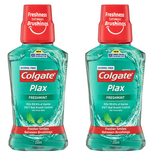 2x Colgate 250ml Plax Freshmint