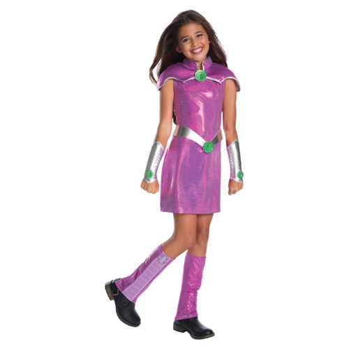 Dc Comics Starfire Deluxe Kids Girls Dress Up Costume - Size S