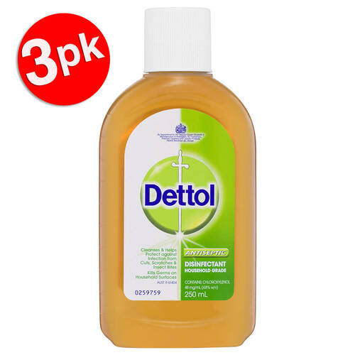 3PK Dettol 250ml Antiseptic Disinfectant Household Grade