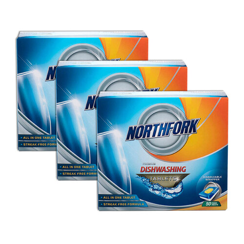 3PK 50pc Northfork Dishwashing Tablets Power Cleaning Tabs