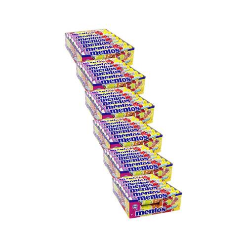 6x 14pc Mentos Rainbow Candy Roll Lollies 29g Confectionery