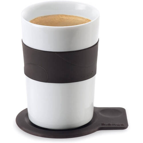 Blomus Desa Ceramic Coffee Mug Cup w/ Silicone Coaster Set 80ml White