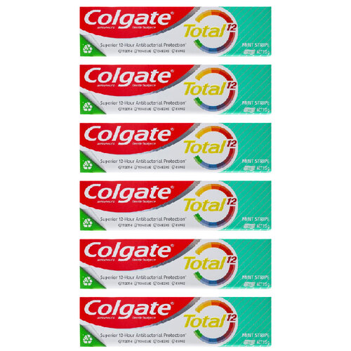 6PK Colgate 115g Flouride Toothpaste Tube Total 12 Mint Stripe Dental Care