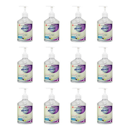 12PK Northfork Instant Hand Sanitising Gel Coconut & Vanilla 500ml