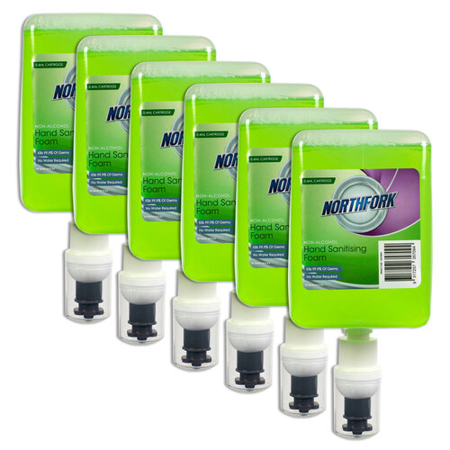 6PK Northfork 0.4ml Liquid Instant Hand Sanitising Foam Cartridge - Green