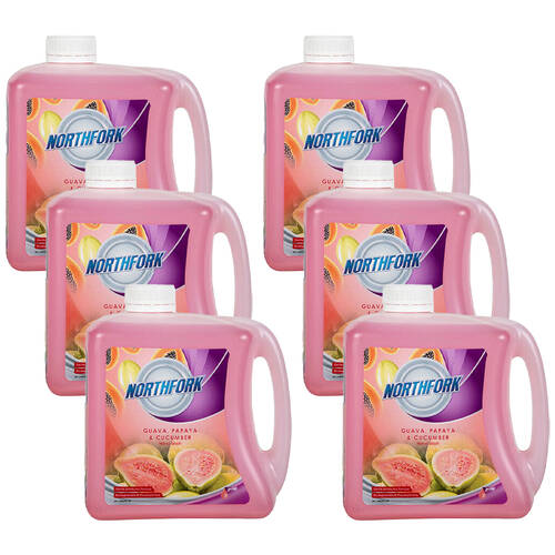 6PK Northfork 2L Liquid Hand Wash Soap Guava Papaya & Cucumber