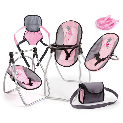 Bayer Vario 9 in 1 Doll Accessories Set Pink & Grey