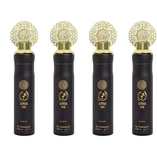 4PK Nusuk Air Freshener Odour Eliminator 300ml - Ajwaa Oud Black 