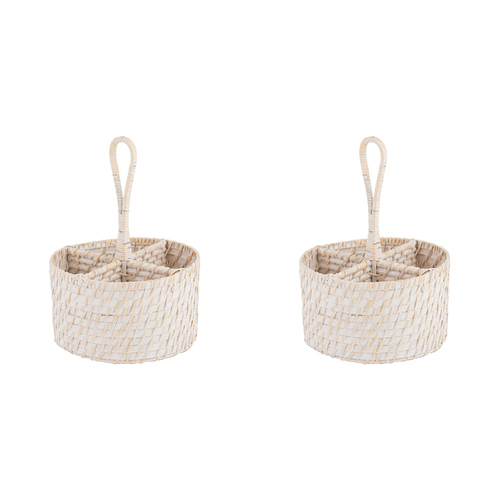 2PK Ladelle Whitehaven Woven Round Porcelain Utensil Caddy Holder