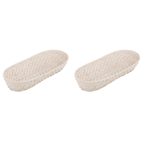 2PK Ladelle Whitehaven Woven Oval Porcelain Bread Basket Handmade
