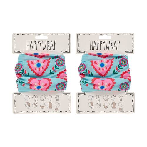 2PK Annabel Trends Happywrap Women's Hair Accessory 50x25cm Fiesta Hearts