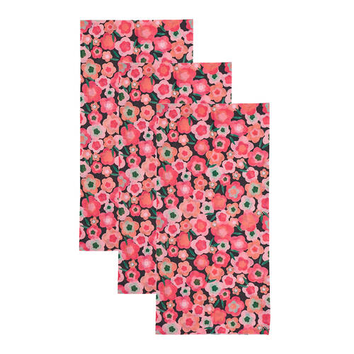 3PK Annabel Trends Happywrap Women's Bandana 50x25cm - Midnight Blooms