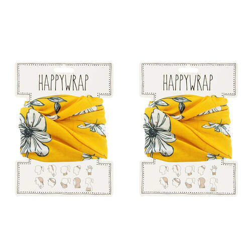 2PK Annabel Trends Happywrap Headband Head Accessory One Size Mustard Floral