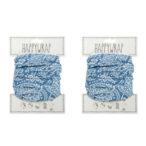 2PK Annabel Trends Happywrap Headband Head Accessory One Size Paisley Blue