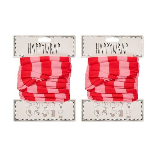 2PK Annabel Trends Happywrap Women's Hair Accessory 50x25cm Red Stripe