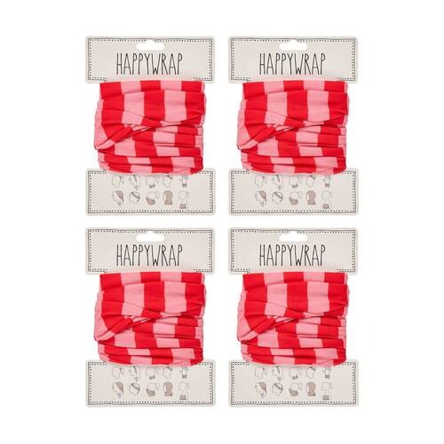 4PK Annabel Trends Happywrap Women's Hair Accessory 50x25cm Red Stripe
