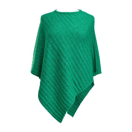 Annabel Trends Ribbed Knit Poncho Casual Winter Top One Size Green