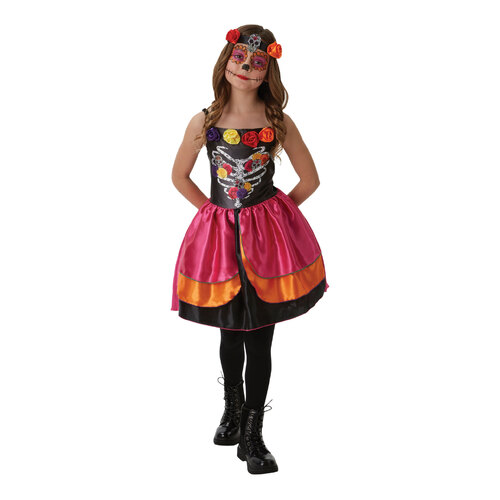 Rubies Sugar Skull Day Of The Dead Dress Up Costume - Size 9-10y