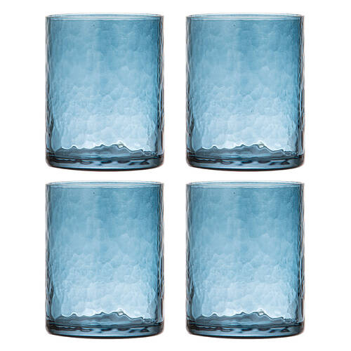 4pc Ladelle Flynn Glass Tumbler Cup Drinkware 10cm - Blue